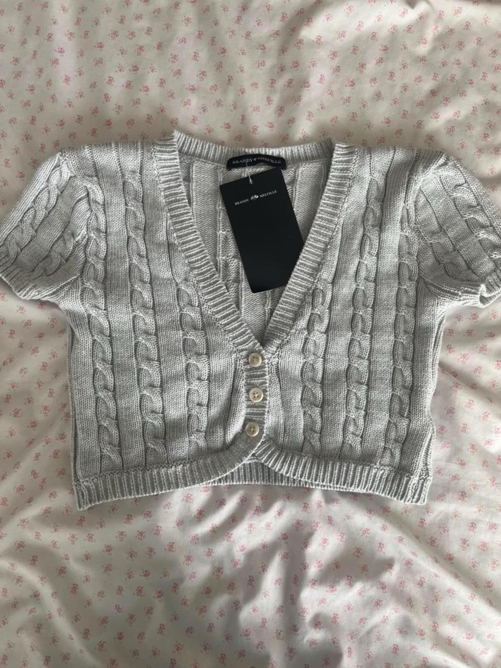 Rare Brandy Melville grey cable knit bolero cardigan 🎀🎀